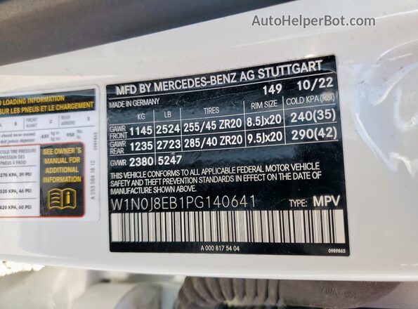 W1N0J8EB1PG140641 2023 MERCEDES-BENZ GLC-CLASS Белый Панорамный вид салона 360°