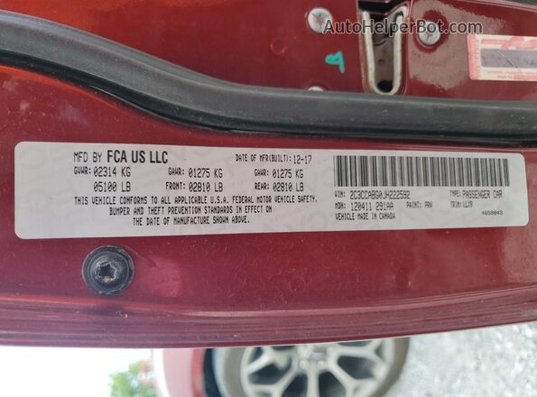 2C3CCABG0JH222592 2018 CHRYSLER 300 Burgundy Engine compartment view