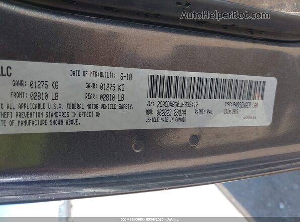 2C3CDXBG0JH335412 2018 DODGE CHARGER Pewter Вид подкапотного пространства