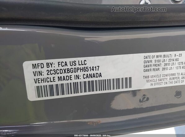 2C3CDXBG0PH651417 2023 DODGE CHARGER Серый Вид подкапотного пространства