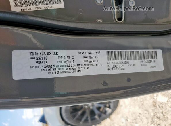 2C3CDXGJ8JH135348 2018 DODGE CHARGER Gray Vista del compartimento del motor