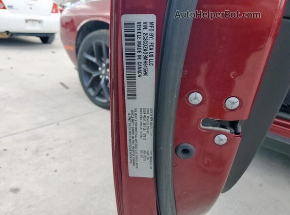 2C3CDZAG9MH615590 2021 DODGE CHALLENGER Red Vista de la etiqueta del VIN