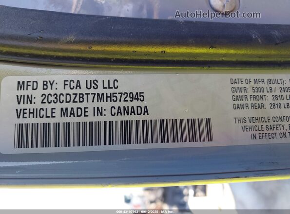 2C3CDZBT7MH572945 2021 DODGE CHALLENGER Gray Vista del compartimento del motor