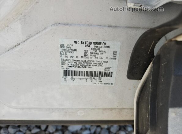 2FMPK3K89JBC22190 2018 FORD EDGE Белый Вид наклейки с VIN-кодом