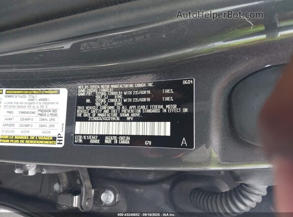 2T2ADCAZ4SC019436 2025 LEXUS NX 250 Серый Вид подкапотного пространства
