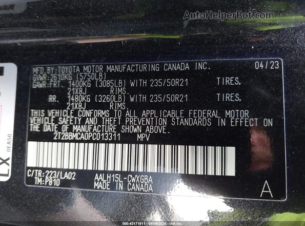 2T2BBMCA0PC013311 2023 LEXUS RX Black Widok komory silnika