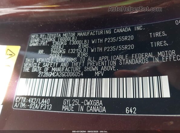 2T2BGMCA2GC006054 2016 LEXUS RX 450H Бордовый Вид подкапотного пространства