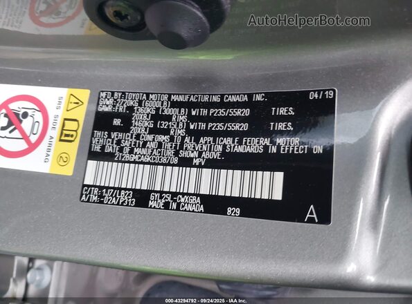 2T2BGMCA6KC038708 2019 LEXUS RX 450H Gold Widok komory silnika