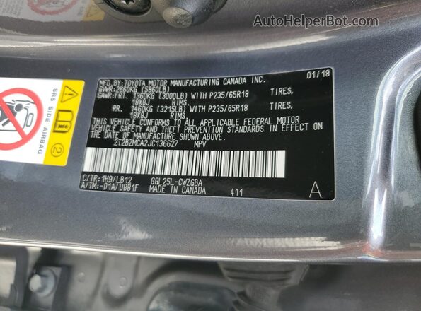 2T2BZMCA2JC136627 2018 LEXUS RX Gray Սալոնի 360 աստիճան տեսք