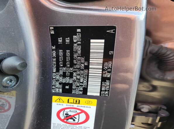 2T2BZMCA3JC159365 2018 LEXUS RX Gray Widok naklejki z numerem VIN