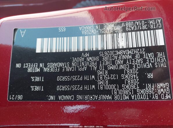 2T2HZMDA8MC302615 2021 LEXUS RX Красный Вид подкапотного пространства