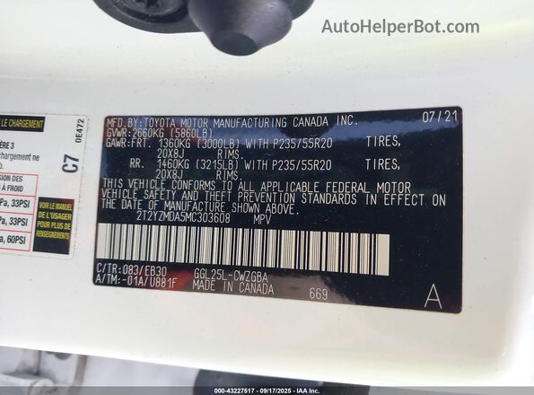 2T2YZMDA5MC303608 2021 LEXUS RX White Engine compartment view