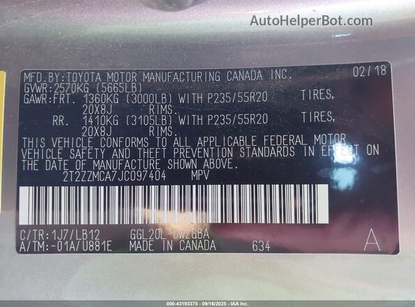 2T2ZZMCA7JC097404 2018 LEXUS RX 350 Серебряный Вид подкапотного пространства