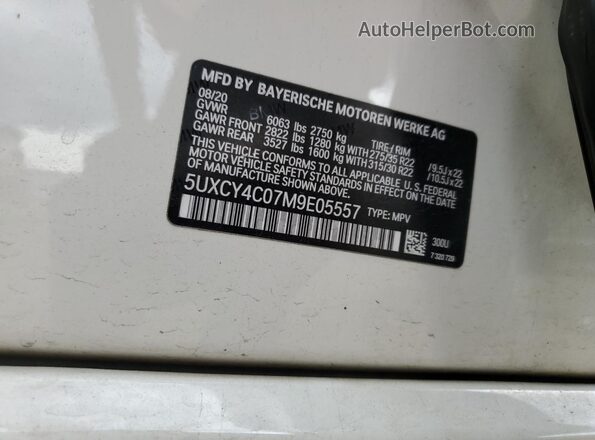 5UXCY4C07M9E05557 2021 BMW X6 Белый Вид наклейки с VIN-кодом