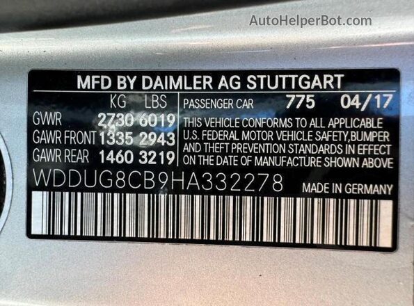 WDDUG8CB9HA332278 2017 MERCEDES-BENZ S-CLASS Серебряный 