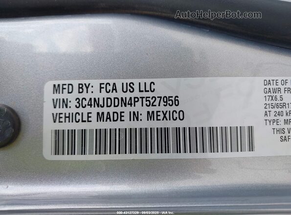 3C4NJDDN4PT527956 2023 JEEP COMPASS Серый Вид подкапотного пространства