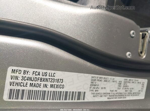 3C4NJDFBXNT231873 2022 JEEP COMPASS Серый Вид подкапотного пространства