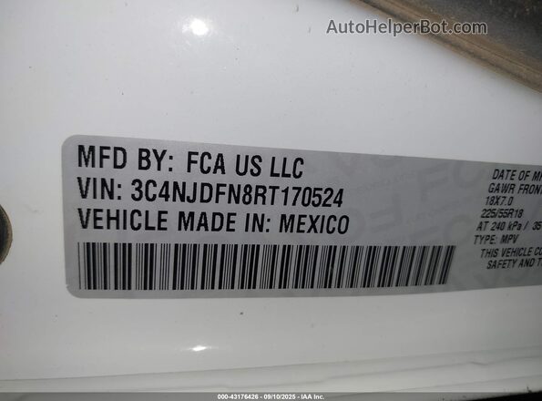3C4NJDFN8RT170524 2024 JEEP COMPASS White Vista del compartimento del motor