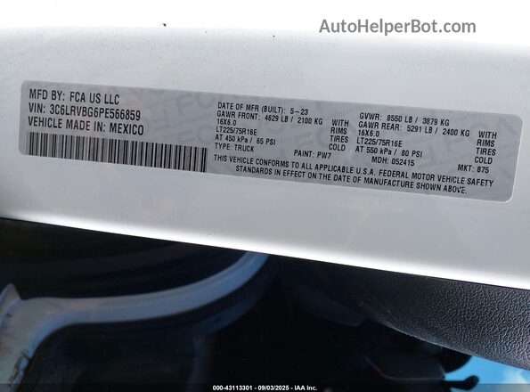 3C6LRVBG6PE566859 2023 RAM PROMASTER 1500 Белый Вид подкапотного пространства