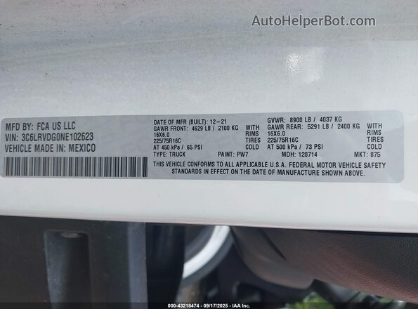 3C6LRVDG0NE102623 2022 RAM PROMASTER 2500 Желтый Вид подкапотного пространства