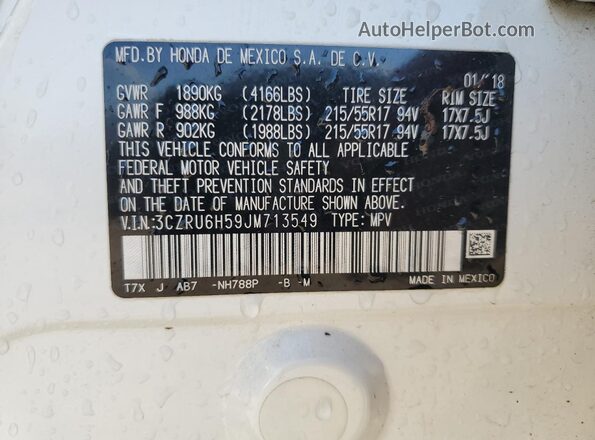 3CZRU6H59JM713549 2018 HONDA HR-V Белый Вид подкапотного пространства
