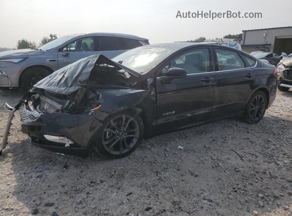 3FA6P0LU8JR256379 2018 FORD FUSION Черный Передняя левая четверть
