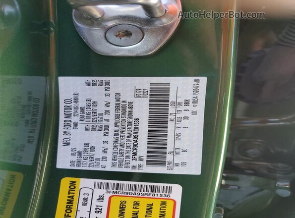 3FMCR9DA9SRE81536 2025 FORD BRONCO Green VIN sticker view