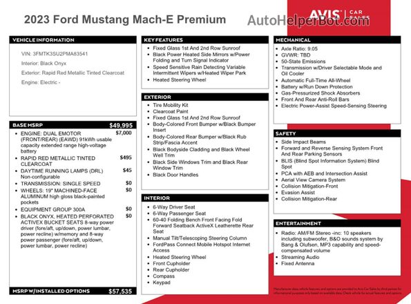 3FMTK3SU2PMA83541 2023 FORD MUSTANG MACH-E PREMI Красный Вид подкапотного пространства
