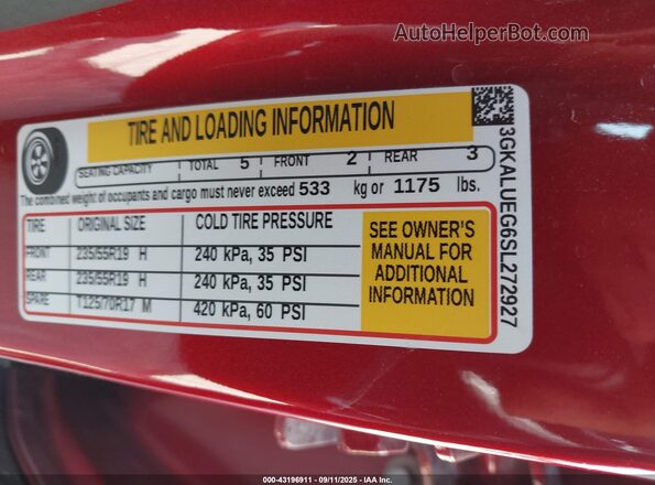 3GKALUEG6SL272927 2025 GMC TERRAIN Red Շարժիչի բաժամունքի տեսք