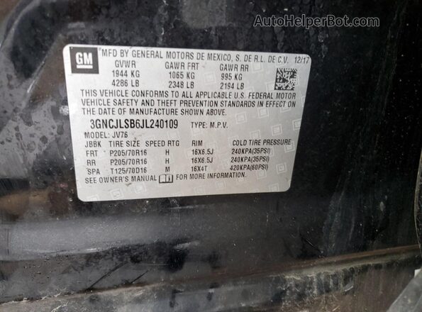 3GNCJLSB6JL240109 2018 CHEVROLET TRAX Черный Вид наклейки с VIN-кодом