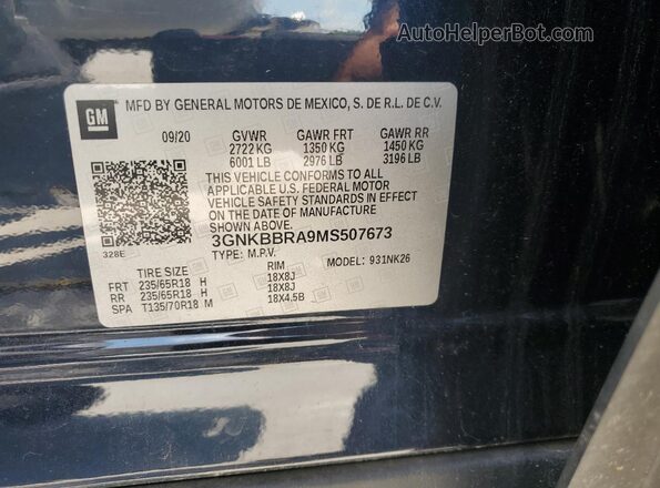 3GNKBBRA9MS507673 2021 CHEVROLET BLAZER Синий Вид наклейки с VIN-кодом