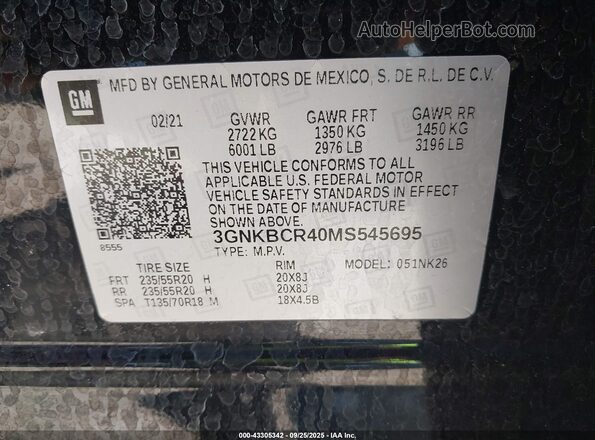3GNKBCR40MS545695 2021 CHEVROLET BLAZER Черный Вид подкапотного пространства