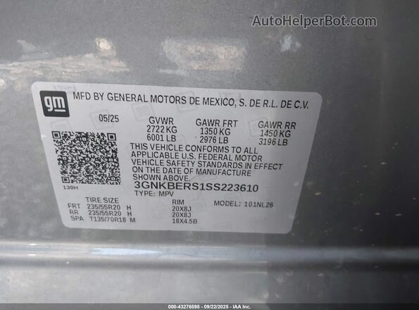 3GNKBERS1SS223610 2025 CHEVROLET BLAZER Pewter Engine compartment view