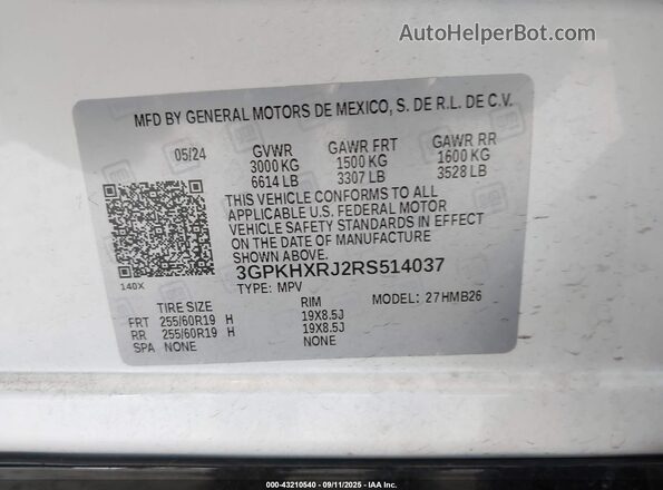 3GPKHXRJ2RS514037 2024 HONDA PROLOGUE White Widok komory silnika