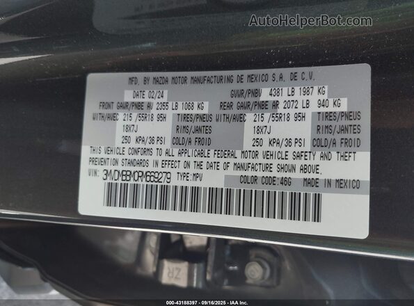 3MVDMBBM0RM669279 2024 MAZDA CX-30 Gray Vista del compartimento del motor