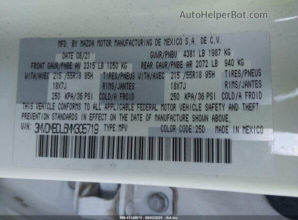 3MVDMBDL6MM305719 2021 MAZDA CX-30 White ძრავის განყოფილების ხედი