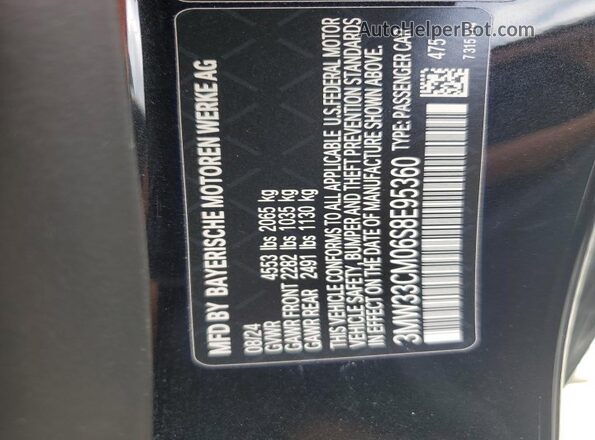 3MW33CM06S8E95360 2025 BMW OTHER Black Widok naklejki z numerem VIN