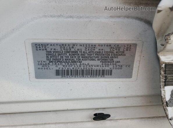 3N1CP5CU3JL500732 2018 NISSAN KICKS Белый Вид наклейки с VIN-кодом