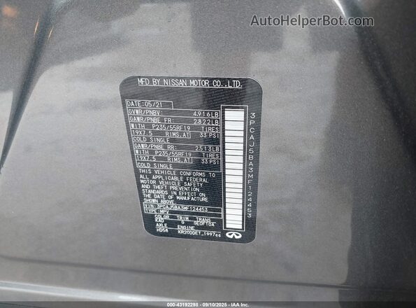 3PCAJ5BA3MF124453 2021 INFINITI QX50 Gray Engine compartment view