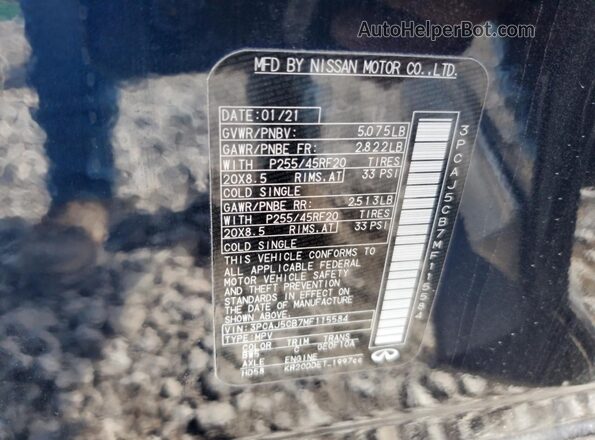 3PCAJ5CB7MF115584 2021 INFINITI QX50 Blue Вид наклейки з VIN-кодом