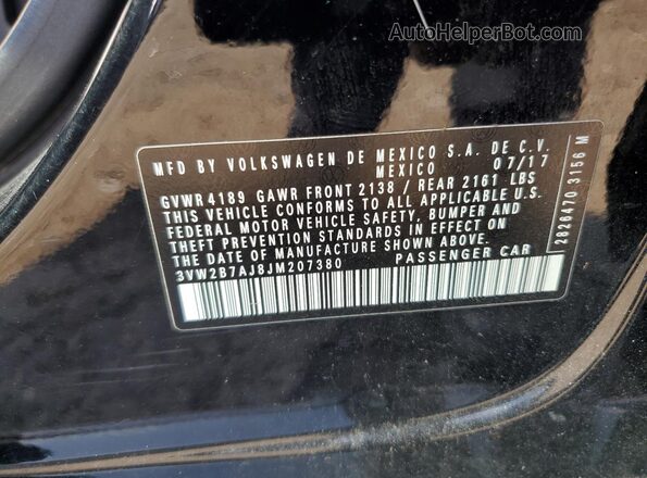 3VW2B7AJ8JM207380 2018 VOLKSWAGEN JETTA Black VIN կոդի պիտակի տեսք