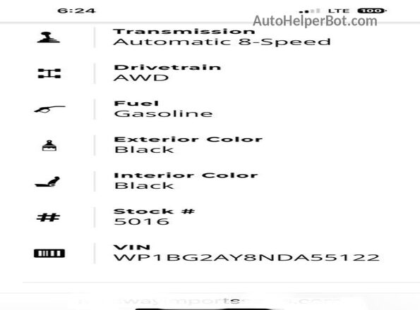 WP1BG2AY8NDA55XXX 2022 PORSCHE CAYENNE Black Հետևի նստատեղերի տեսք