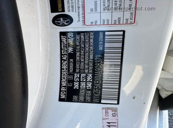 W1KZF5KBXMA908379 2021 MERCEDES-BENZ E Белый Вид задней части салона