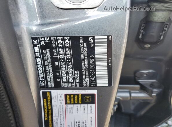 4JGDA5HB4JB019816 2018 MERCEDES-BENZ GLE Gray Widok wnętrza 360 stopni