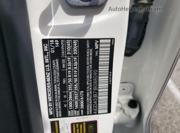 4JGDA5JB7JB088090 2018 MERCEDES-BENZ GLE White Vista interior de 360 grados