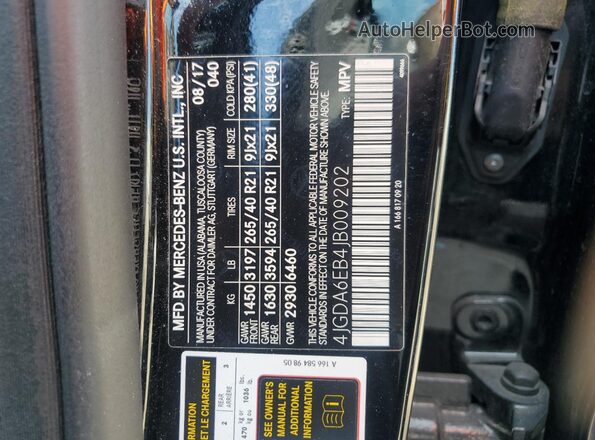 4JGDA6EB4JB009202 2018 MERCEDES-BENZ GLE Black Vista interior de 360 grados