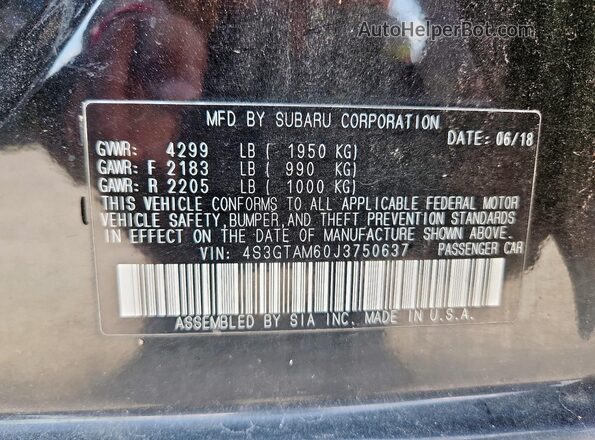 4S3GTAM60J3750637 2018 SUBARU IMPREZA Black Vista de la etiqueta del VIN