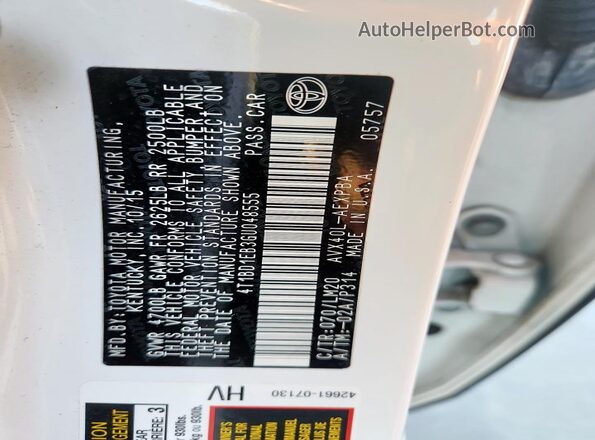 4T1BD1EB3GU048555 2016 TOYOTA AVALON White Widok komory silnika