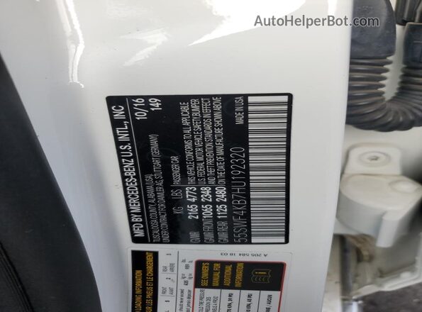 55SWF4KB7HU192320 2017 MERCEDES-BENZ C White Widok komory silnika