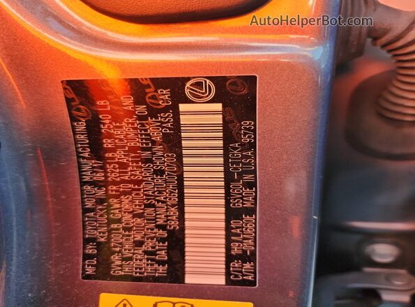 58ABK1GG2HU070703 2017 LEXUS ES Silver Вид підкапотного простору